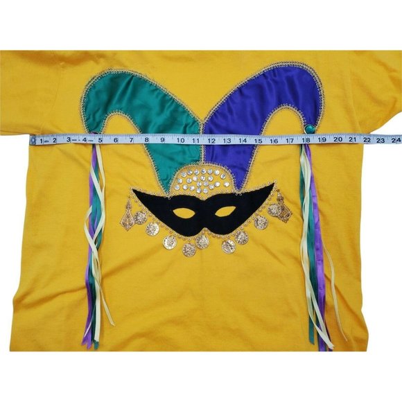 Clodia Dee Mardi Gras Shirt w/ Jester Jewels Fringe Bling XL Women's - Picture 4 of 7